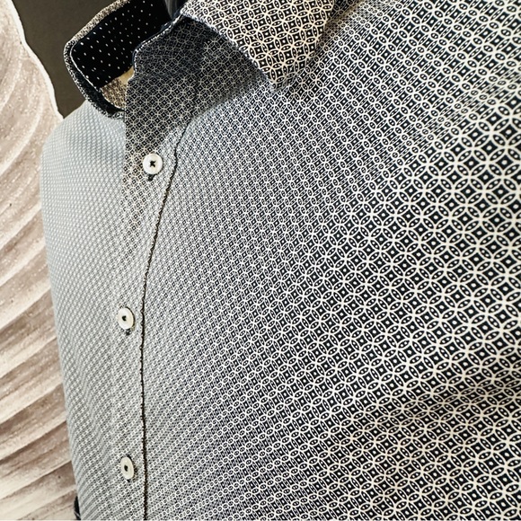 Nick Graham L Everywhere Dress Casual Shirt Button Up Contrasting Cuffs Pattern - Picture 5 of 12